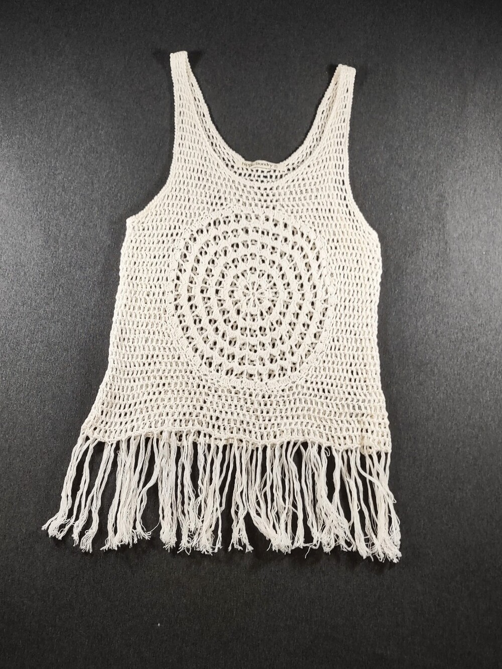 Hippie Laundry Crocheted a fringe Bottom Sheer Women's Shirt Size‎ Medium